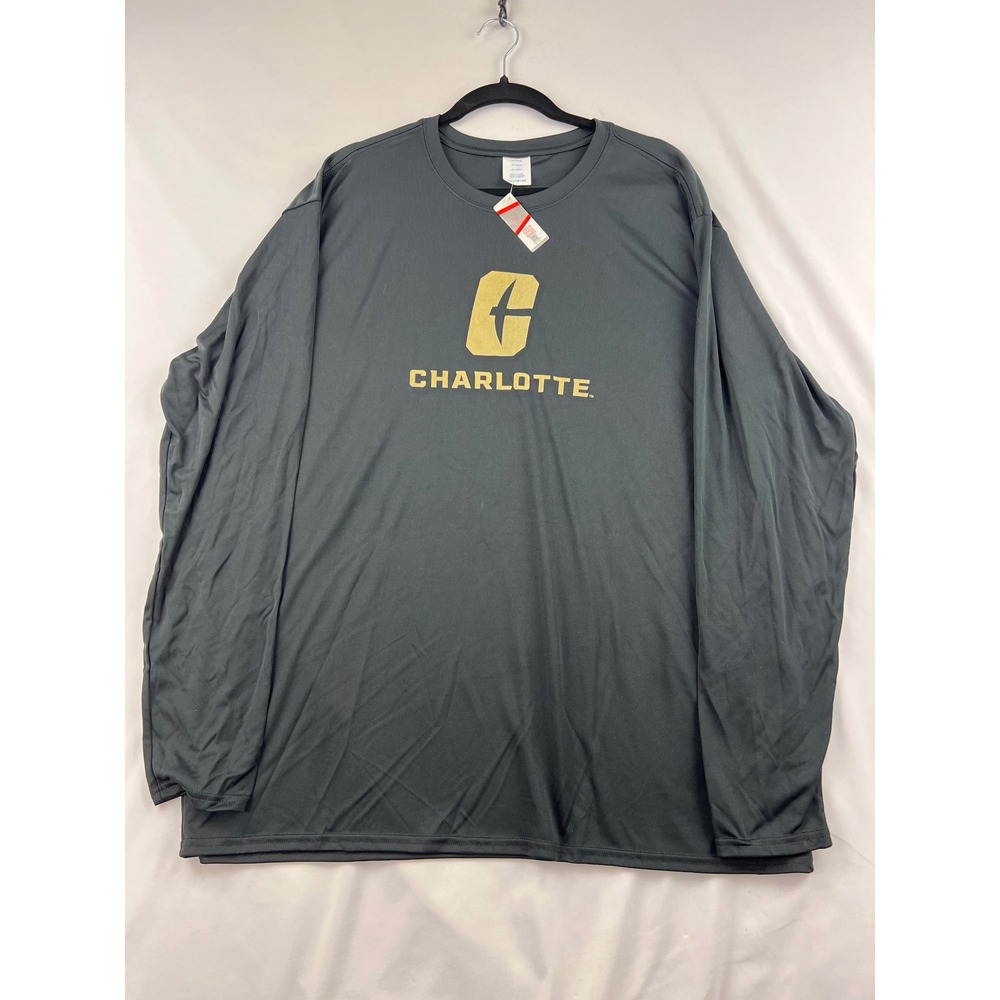 UNC Official Charlotte 49ers Mens 2XL Long Sleeve Performance Shirt Gray NWT